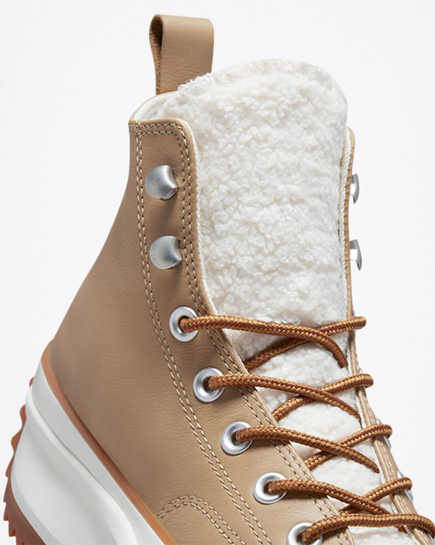 Women's Converse Run Star Hike Sherpa High Top Platform Shoes Khaki / Brown | AU 1C038L
